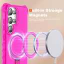 Compatible with Samsung Galaxy S24 Ultra Case 6.8'' Cute Wavy Frame with Magnetic Stand [Compatible with Mag-Safe] Military-Grade Translucent Phone Case for Women Girls, Hot Pink