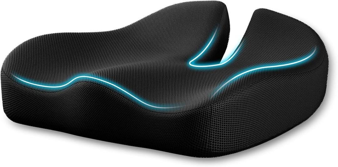 Seat Cushion, Extra Large Memory Foam Cushion for Office Chair Cushions, Ergonomic Cushions Pad Pillow for Pressure Relief Sciatica & Pain Relief for Long Sitting (Black)