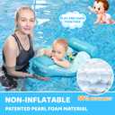 Mambobaby Baby Float with Canopy & Tail Non-Inflatable Baby Swim Float Upgrade Soft Infant Pool Float Sun Protection Newborn Pool Float 3-24 Months Skin-Friendly Material for Toddler Boys Girls