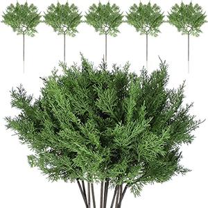 Jutom 36 Pcs 17 Inch Christmas Fake Juniper Cedar Pine Branches, Faux Cedar Branches Artificial Christmas Sprigs Picks for Home Decoration Garland Wreath DIY Craft Garden Holiday