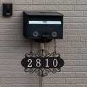 DIY House Numbers Metal Sign, Outdoor Address Plaque Weatherproof for Mailbox, Garden Yard,House Front Door Decorative Wall Plaque, 11.8 Inch Iron Wall Decor (Black-Silver)