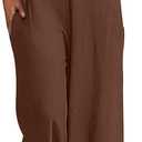Lepunuo Womens Casual Loose Jumpsuits Summer Boho Wide Leg Rompers Sleeveless Overalls with Pockets (X-Large, Brown)
