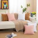 wangyiyi Pack of 2 Corduroy Decorative Throw Pillow Covers 18x18 Inch Soft Striped Square Cushion Cases Modern Farmhouse Home Decor for Couch Sofa Bed Living Room (Brown)