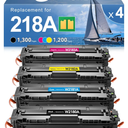 MYTONER 218A Toner Cartridges 4 Pack 3301fdw [with Chip] Compatible Replacement for HP 218A W2180A 218 218X W2180X for Color Laserjet MFP 3301fdw 3301cdw Pro 3201dw 3301sdw Printer High Yield, B/C/M/Y