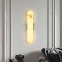20" Gold Alabaster Wall Sconce, Brass Vintage Natural Marble Wall Light, LED Tunable 3000K-6000K Vanity Wall Lamp Fixture for Bathroom Bedroom Hallway Living Room