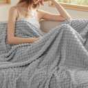 Bedsure Grey Throw Blanket for Couch - GentleSoft Warm, Cozy & Soft Blanket for Women, Cute Small Fleece for Girls, Ideal for Chair & Bed, Light Grey, 50x60 Inches