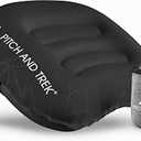Pitch and Trek Camping Pillow with Removable Cover, Ultralight Portable Compact Inflatable Pillow for Neck Lumbar Support, Compressible Pillow for Hiking, Beach, Hammock, and Backpacking Gear