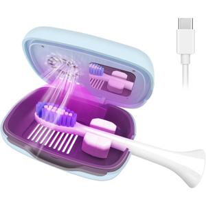 Toothbrush Covers Case and Holder,Toothbrush San itizer with Holder, Rechargeable Portable Toothbrush Cleaner Case, Toothbrush Box Fan with Dryer (Blue)