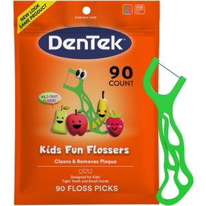Dentek Floss Picks, Kids Flossers, Wild Fruit Flavor, 90 Count