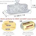 Crystal Covered Butter Dish,8inch Classic Glass 2-Piece Design Butter Keeper with Lid | Butter Holder | Dishwasher Safe