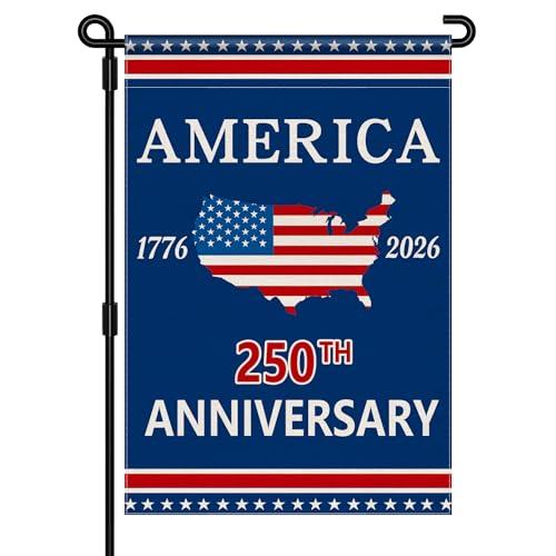 250 Anniversary USA Garden Flag, 250th Anniversary America Flag 250 Year Patriotic Banner American 4th of July Freedom Yard Sign Double-Sided Waterproof 1776-2026 Commemorative Flag 12x18 Inch