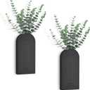 Dahey Wood Wall Planter Vase with Artificial Eucalyptus, 2 Pack Hanging Planter for Indoor Fake Plants Modern Boho Farmhouse Wall Art Decor for Bathroom Bedroom Kitchen Office Home Decoration, Black