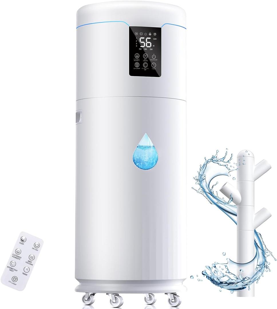 17L/4.5Gal Ultra Large Humidifiers for Bedroom 2000 sq ft, Quiet Humidifiers for Large Room, Tower Humidifier with 4 Mist Mode & Extension Tube for Home School Office Commercial Greenhouse Plants (WHITE)
