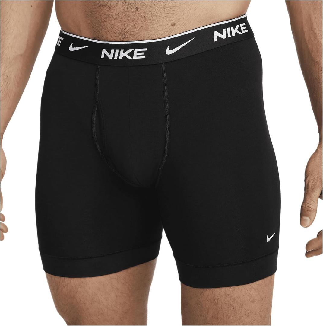 Nike Men's Essential Cotton Stretch W/Fly Boxer Brief Underwear (3-Pack) (Black / Grey/ White) XL