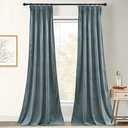StangH 120 inches Long Stone Blue Velvet Curtains, Extra Long Pinch Pleated Living Room Curtains Thermal Insulated Room Dividers for Sliding Door Home Office, W30 x L120, 2 Panels