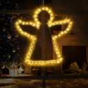 DBFAIRY 19" Angel Lights Outdoor LED Christmas Hanging Lights Waterproof Large Xmas Angel Lights Mains Powered Timer Built in, Christmas Window Decoration Lights (Warm White)