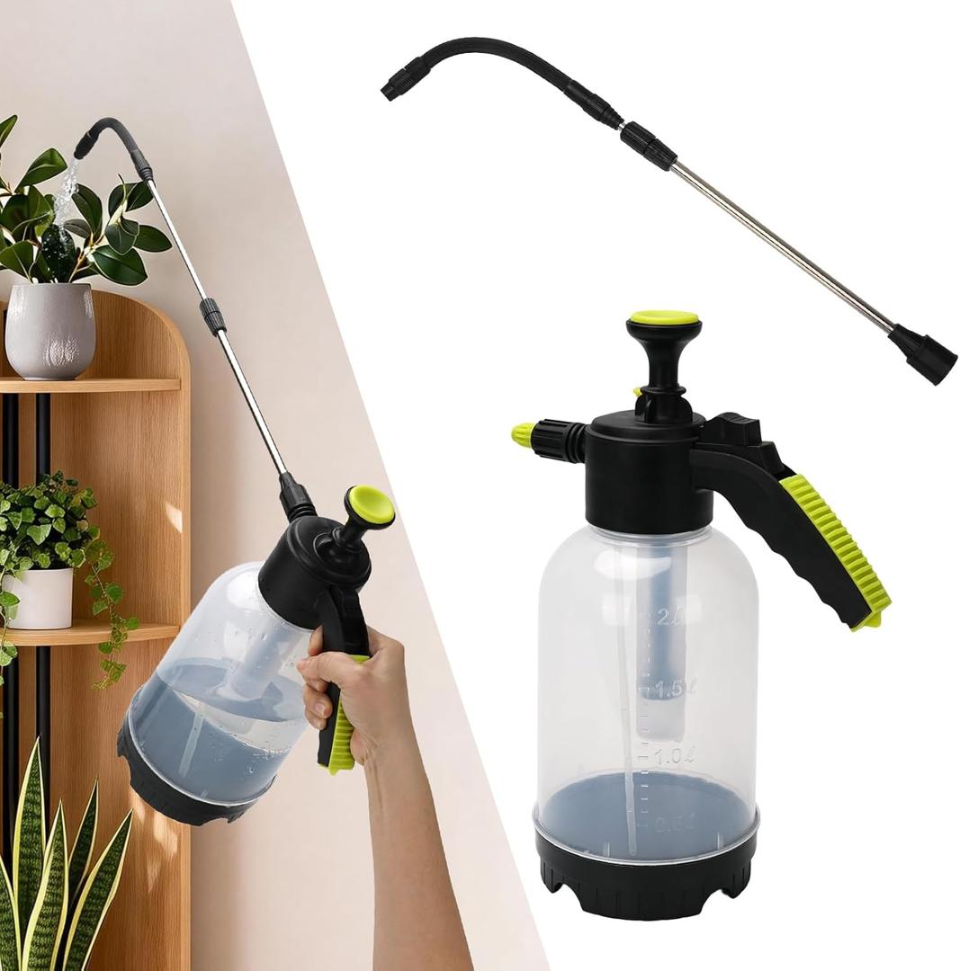 Handheld Pump Sprayer for Hanging Plants with 24.4" Long Spout, Watering Bottle Sprayer for Watering Hanging Plant Basket, Hard to Reach High Plant for Indoor or Garden 2L(0.5Gal)