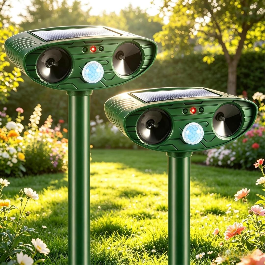 2026 Sonic Fortress Pro Deer Repellent Devices,Sonic Deer Repeller Cat Deterrent Solar Squirrel Rabbit Racoon Repellent Outdoor Ultrasonic Animal Repeller Waterproof with Motion Sensor for Yard