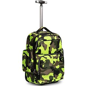 HollyHOME 20 inches Large Storage Multifunction Wheeled Travel Laptop Business Trip Rolling Backpack Carry-on Luggage Compuer Bag, Green