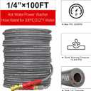 Pressure Washer Hose 100ft 4200PSI with 3/8 Quick Connect, 1/4 Commercial Grade Steel Wire Braided Kink Resistant Power Washer Extension Hose, Flexible Replacement Hose Adapter Set