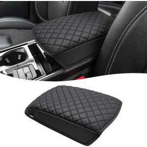 KBH Center Console Armrest Cover for Ford Edge 2015 2016 2017 2018 2019 2020, Vinyl Leather Accessories, Middle Console Lid Protector Cushion Pad, Anti-Scratch, Black