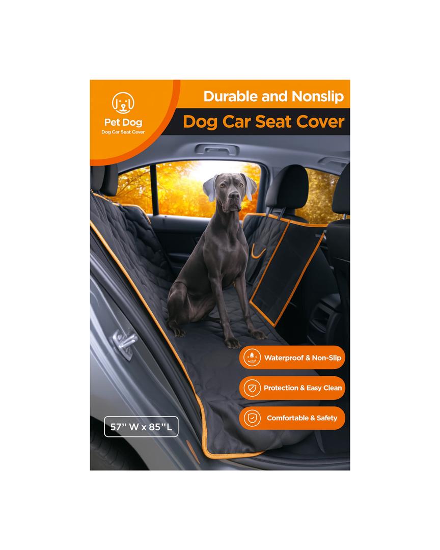 Pet Dog Car Seat Cover – Black, 57 x 85 in | 145 x 216 cm