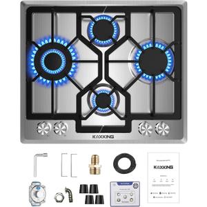 24 Inch Gas Cooktop, Built-In 4 Burner Gas Stove Top, NG/LPG Convertible Stainless Steel Cooktop with Thermocouple Protection, Sealed Burners, 4B-24 inch - Standard