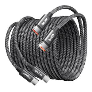 etguuds 240W USB C to USB C Cable 10ft, 2-Pack, Super Fast Charging Type C Charger Cord for iPhone 17 16 15 Series, Samsung Galasy S25 S24, for MacBook iPad Steam Deck Switch USBC Laptop