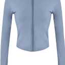 Lviefent Womens Lightweight Full Zip Running Track Jacket Workout Slim Fit Yoga Sportwear with Thumb Holes (Blue, S)