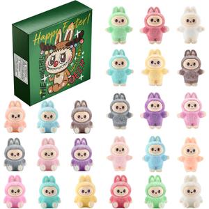 24PCS Flocked Mini Action Figures Set, Cute Figurines Bulk, Small Collectible Toys for Room Decor, Classroom Rewards, Party Favors, Birthday Gifts