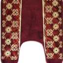 Popular Bath Contour Bath Rug, Vlegant Rosa Collection, 23" x 10.5", Burgundy/Gold