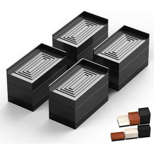 Furniture Risers, Tclouda Bed/Sofa/Desk/Table/Chair Leg/Fridge Lifts to 1.5, 3 and 4 in, Rectangle Adjustable Risers Blocks for Extenders, Heavy Duty Supports Up to 1300 Lbs, 3 in-Black-Rectangle