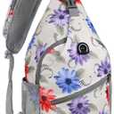 ZOMAKE Sling Bag,Small Crossbody Sling Backpack,Water Resistant Shoulder Daypack for Travel,Anti Thief Chest Bag for Hiking(Color Chrysanthemum)