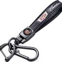 Genuine Leather Car Key Chain for Cadillac Escalade CT4 CT5 CT6 ATS CTS SRX XT5 Keyring Keychain Accessories Family Present(Black)