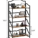 JSB 4 Tier No Assembly Folding Bookshelf, Foldable Storage Bookcase for Home Office, Space-Saving Storage Shelf for Living Room, Bedroom (Rustic Brown, 4-Tier)