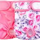 Washable Female Dog Diapers Reusable Doggie Diapers Sanitary Wraps (Pink Rose, S(11.0''-16.1''))