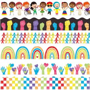 BeYumi 84Pcs Diversity Equality Bulletin Board Borders All are Welcome Diverse Students Border Trims Watercolor Equality Inclusive Back to School Classroom Chalkboard Wall Decor for Teacher Elementary