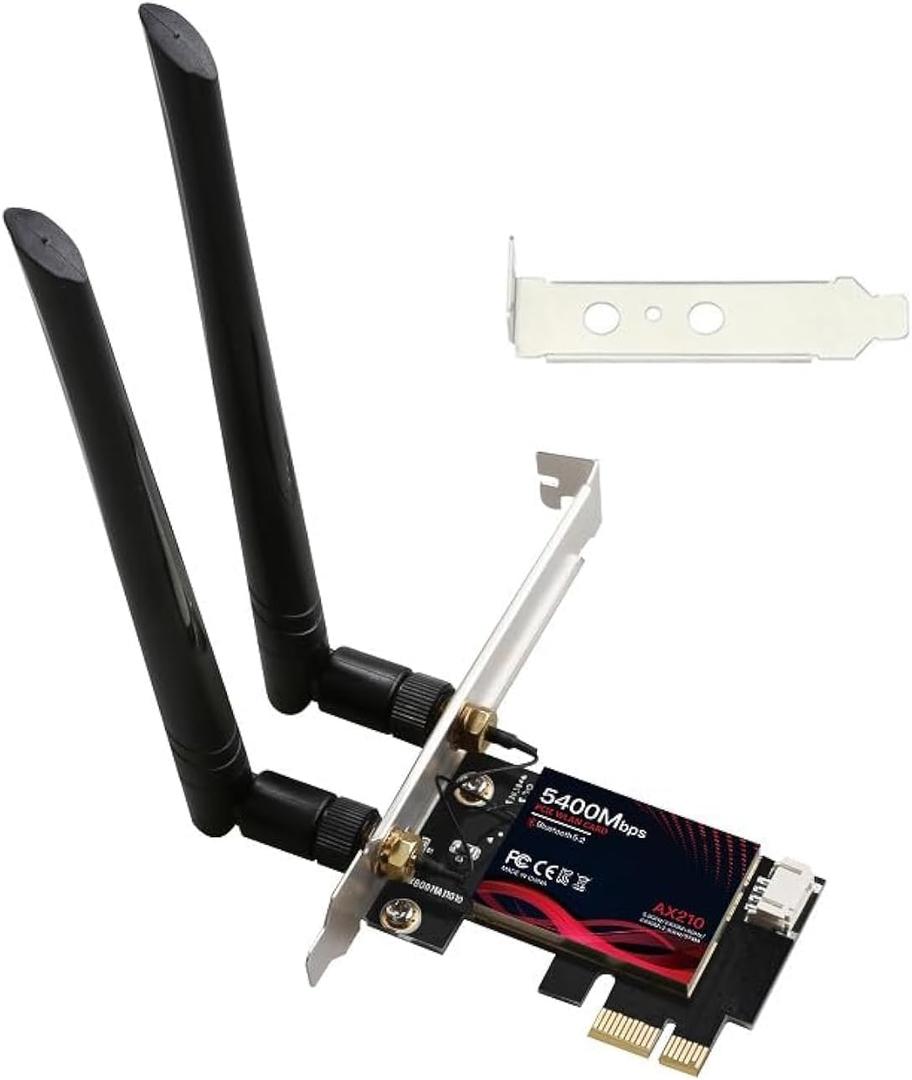 5400Mbps PCI Express x1 PCIe WiFi 6E 802.11ax Bluetooth BT5.3 Wireless Network Adapter Card with Low Profile Bracket (No Software)