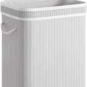 StorageWorks Laundry Hamper with Lid, Foldable Bamboo Laundry Basket, Clothes Hamper with Handles, Organizer and Storage for Laundry Room, Bedroom, Dorm, Grey