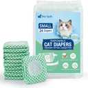 Pet Soft Disposable Cat Diapers for Female & Male Cats, Puppy Doggie Diapers for Female Dogs with Adjustable Foam Tail Hole, Small (24Pcs, Green)