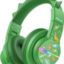 iClever BTH12 Kids Bluetooth Headphones,Colorful LED Lights Wireless Kids Headphones,74/85dBA Safe Volume,85H Playtime,Bluetooth 5.2,Over Ear Dinosaur Headphone Built-in Mic for iPad/Tablet/Airplane