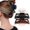 Kitsch 5 Inch Large Claw Clips for Thick and Long Hair | Strong Grip Jumbo Claw Clip for All-Day Hold | 2pcs Matte Oversized Hair Accessories | Ideal Gifts for Women - Black & Tortoise Design