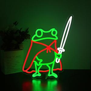 Frog Neon Sign Cute Neon Signs for Wall Decor Green Red Neon LED Sign for Man Cave Room Home Party Birthday Bar Signs - USB Powered