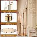 Mumufy Extra High 50'' Floor Candelabra Gold Candle Holders Tall Floor Candle Holder with Acrylic Lampshade for Wedding Table Birthday Party Home Decoration Fit LED Candles (2 Pcs,9 Arm)