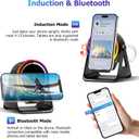 Wireless Induction Bluetooth Speaker, 4-in-1 with 360 Rotating Phone Holder and RGB Ambient Light, High-Definition Surround Sound (Black)