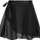Womens Ballet Skirt with Adjustable Waistband Chiffon Dance Lightweight Tulle Ballet Wrap Skirt for Adults & Girls Perfect for Ballet Class Recitals & Gymnastics, Black (Black)