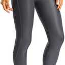 SANTINY Women's Faux Leather Leggings 27''-High Waisted Stretch Leather Pants Pleather Tights for Women (Black + Gray), 2 Pack, S
