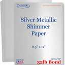 40 Sheets Silver Metallic Shimmer Paper - 8.5 x 11 Inch - 32lb Bond Double-Sided Laser Printer Paper - For Invitations, Menu's, Crafts
