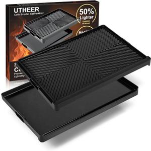Utheer Stove Top Griddle for Gas & Electric Stove Lightweight Cast Aluminum, Flat Top Nonstick Reversible Grill & Griddle Pan for Stovetop Cooking, PFAS-Free Ceramic Nonstick, 23" x 16"
