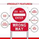 OLANZU 24 x 18 inch "Do Not Enter - Wrong Way" Metal Sign,60 mil High Intensity Prismatic Aluminum - Honeycomb Reflective Metal Do Not Enter Signs - Rust & Fade Resistant